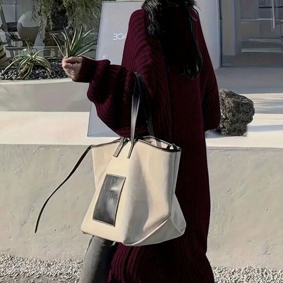 Burgundy Casual Women's Open Front Loose Knit Cardigan - Picture 4 of 4